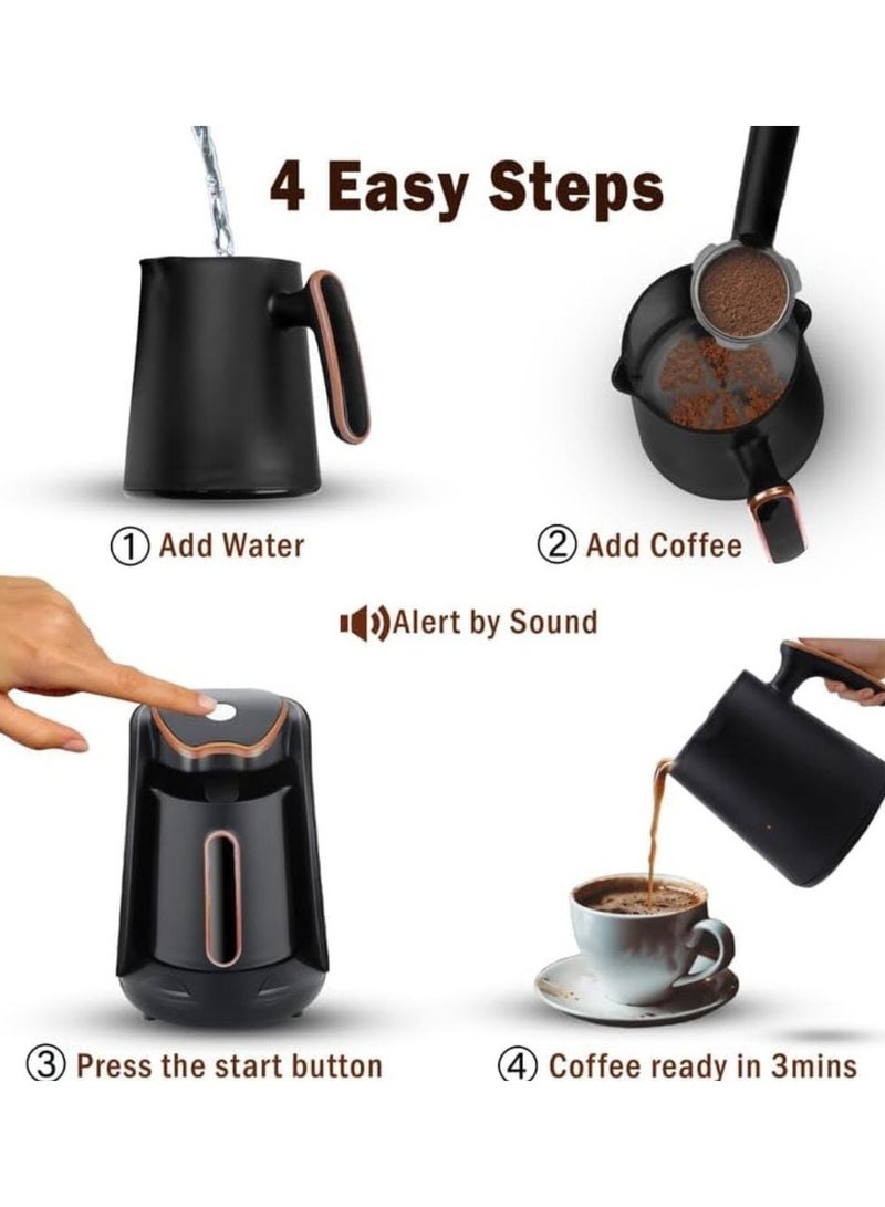 Automatic Turkish Coffee Maker 250ml 4 Cup Electric Coffee Pot Fast & Easy Turkish Coffee Machine with One Touch Operation Perfect for Authentic Coffee at Home