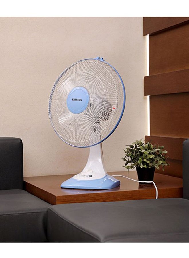 Table Fan 3 Speed Settings With Oscillating/Rotating And Static Feature KNF6026 White/Blue