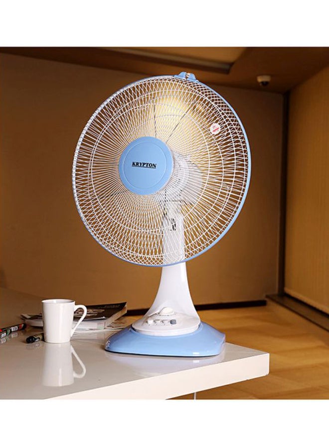 Table Fan 3 Speed Settings With Oscillating/Rotating And Static Feature KNF6026 White/Blue