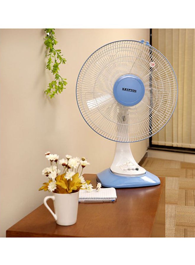 Table Fan 3 Speed Settings With Oscillating/Rotating And Static Feature KNF6026 White/Blue
