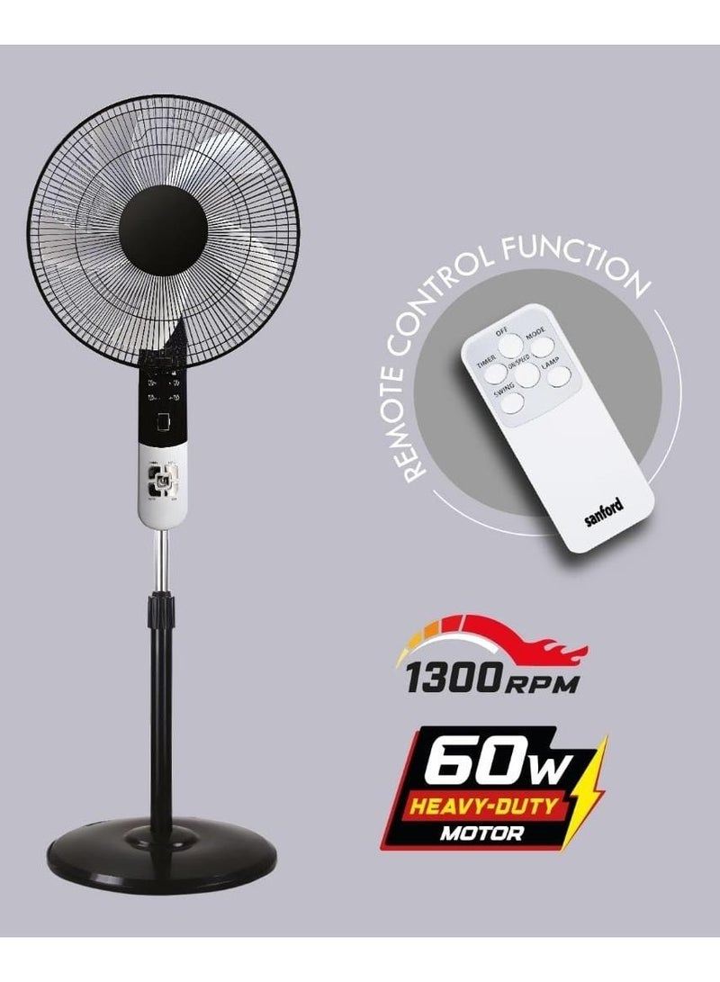 High Speed Stand Fan with Remote Control, 60W Pedestal Fan, 1300RPM, 3 Blades, 90° Oscillation, Adjustable Height for Powerful Cooling and Wide-Angle Airflow - Ideal for Home and Office