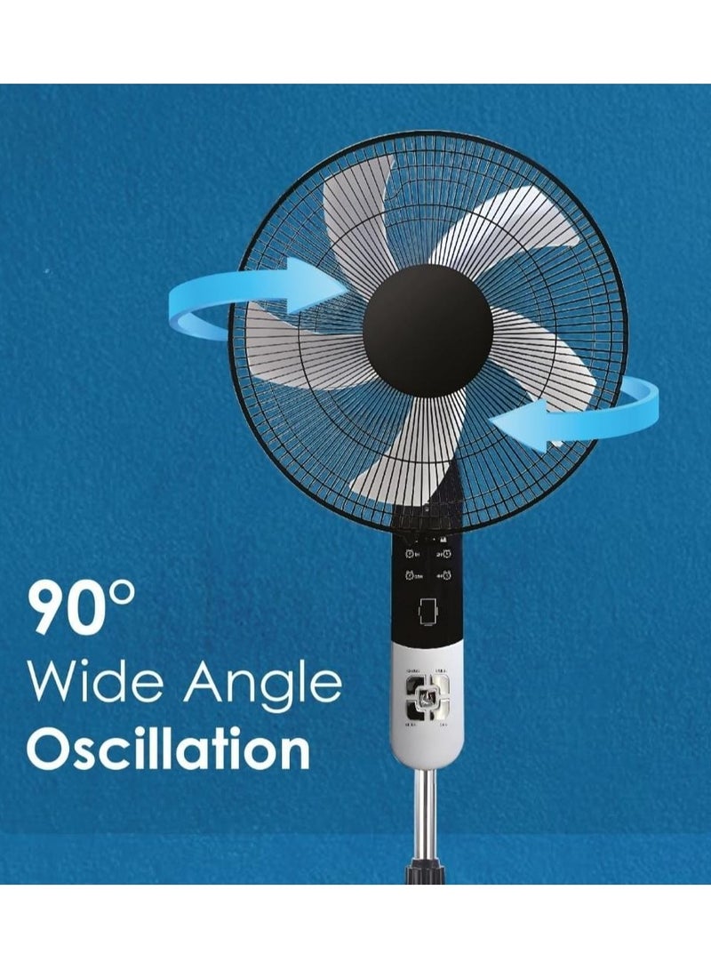 High Speed Stand Fan with Remote Control, 60W Pedestal Fan, 1300RPM, 3 Blades, 90° Oscillation, Adjustable Height for Powerful Cooling and Wide-Angle Airflow - Ideal for Home and Office