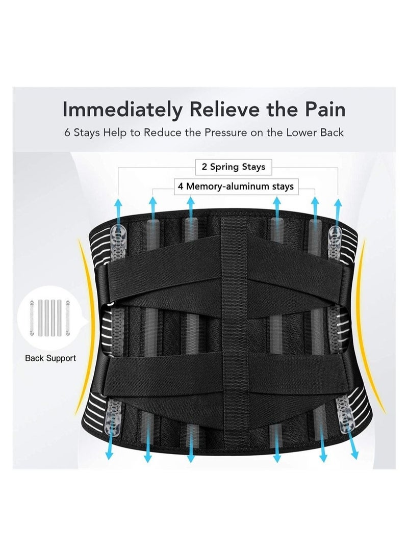 Back Brace, Lower Back Pain Relief with 7 Stays, Adjustable Back Support Belt for Work, Back Brace for Lower Back Pain Relief,Anti-skid Lumbar Support for Sciatica Scoliosis for Men and Women