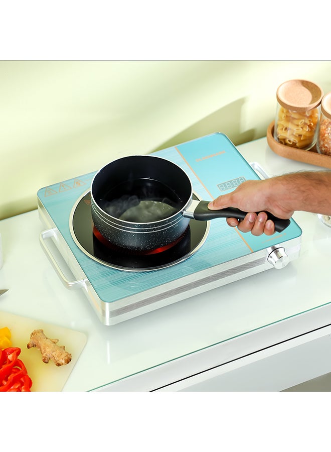 Infrared Cooker, Multi Function, High Heating Efficiency, Symbol Touch Button+ Knob, Aluminium Housing, Child Safety Lock, Timer Setting, Sensor Touchpad, Multi Stage Cooking Option 2000 W OMIC2279 Silver/Blue