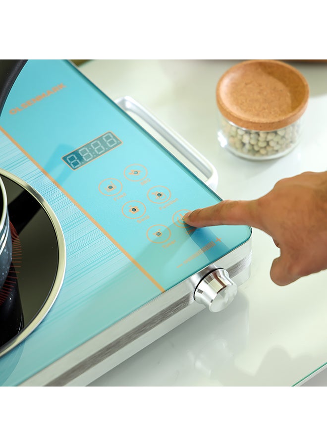 Infrared Cooker, Multi Function, High Heating Efficiency, Symbol Touch Button+ Knob, Aluminium Housing, Child Safety Lock, Timer Setting, Sensor Touchpad, Multi Stage Cooking Option 2000 W OMIC2279 Silver/Blue