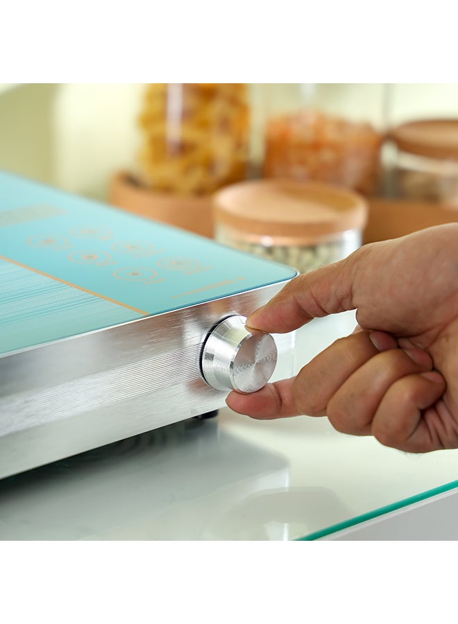 Infrared Cooker, Multi Function, High Heating Efficiency, Symbol Touch Button+ Knob, Aluminium Housing, Child Safety Lock, Timer Setting, Sensor Touchpad, Multi Stage Cooking Option 2000 W OMIC2279 Silver/Blue