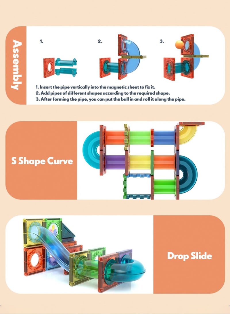 Magnetic brick color window set, magnetic block pipeline, children's puzzle toy magnetic block, specification is 69PCS