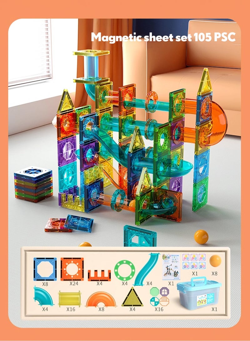 Magnetic brick color window set, magnetic block pipeline, children's puzzle toy magnetic block, specification is 105PCS