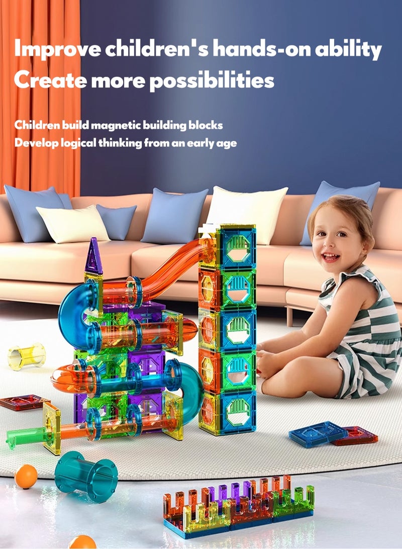 Magnetic brick color window set, magnetic block pipeline, children's puzzle toy magnetic block, specification is 105PCS