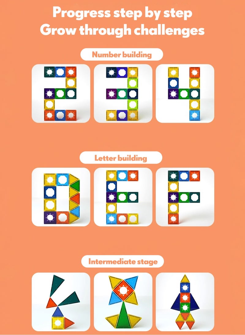 Magnetic brick color window set, magnetic block pipeline, children's puzzle toy magnetic block, specification is 105PCS