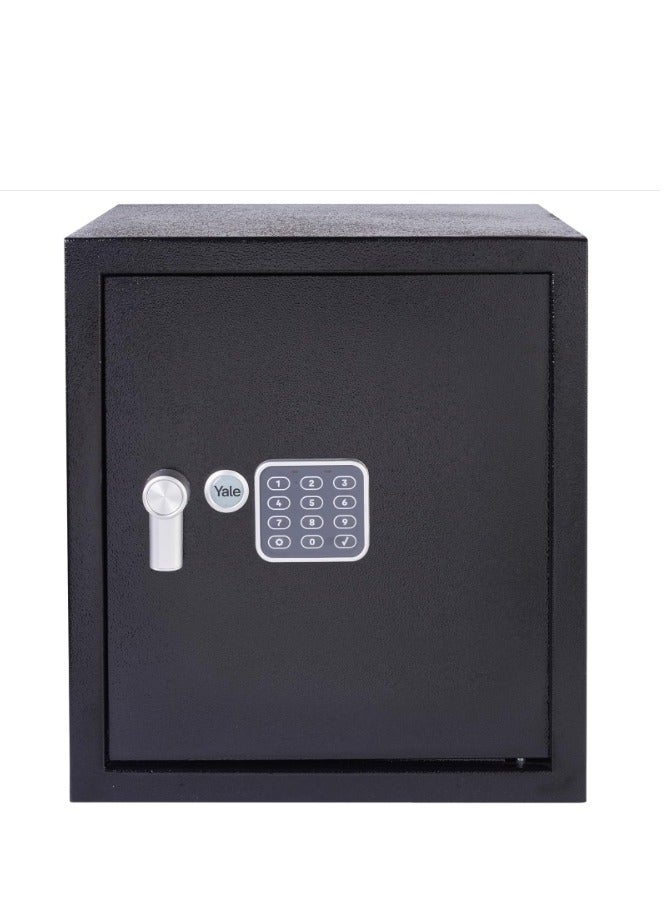 Yale Ysv/390/Db1 Large Value Safe, Digital Keypad with  locking and anti locking indication, Led Light Indicators, 15 Mm Steel Locking Bolts, Emergency Override Key for access, Black Finish, 40 Litre Capacity