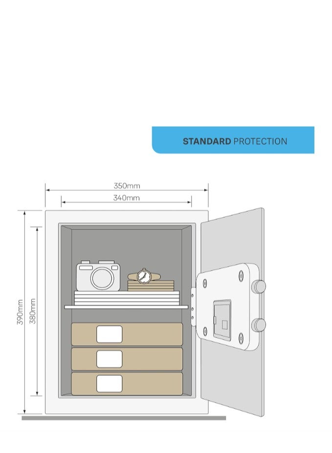 Yale Ysv/390/Db1 Large Value Safe, Digital Keypad with  locking and anti locking indication, Led Light Indicators, 15 Mm Steel Locking Bolts, Emergency Override Key for access, Black Finish, 40 Litre Capacity