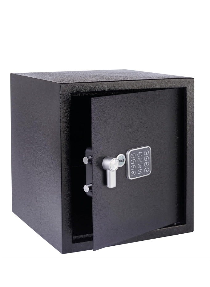 Yale Ysv/390/Db1 Large Value Safe, Digital Keypad with  locking and anti locking indication, Led Light Indicators, 15 Mm Steel Locking Bolts, Emergency Override Key for access, Black Finish, 40 Litre Capacity