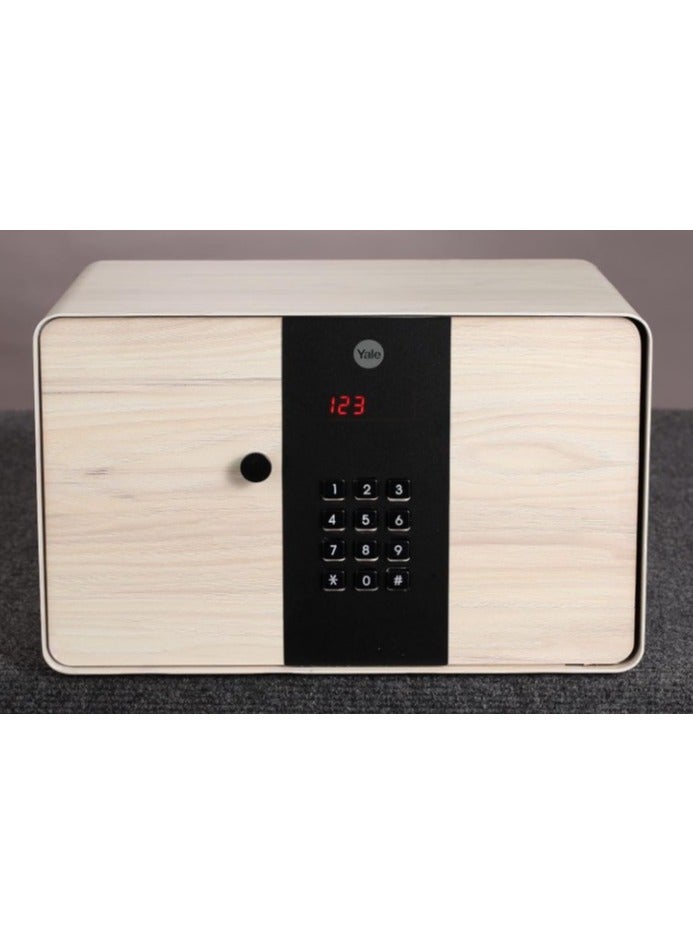 Yale Standard Security Elegant Safe with PIN Code and Key override, Fully lined interior to protect your valuable and Built-in LED Light, Wooden Finish