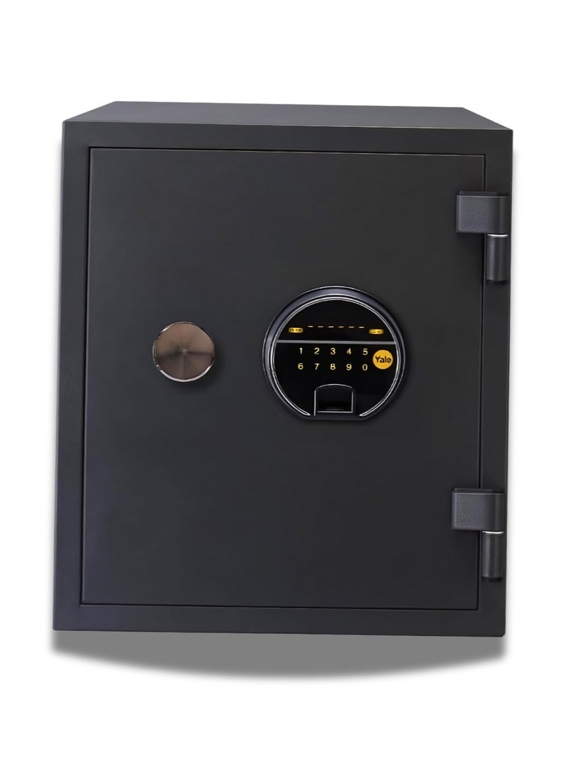 High Security Biometric Fire Safe Large, with 1 hour fire resistance, LED display panel, 16mm Locking bolts, upto 126 fingerprint storage, Black, suitable for home and office use, Black