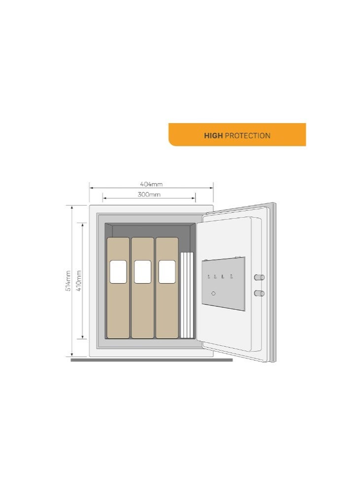 High Security 60 Mins Fire Resistance Large Document Safe, Suitable for Office & Home, Keyless Touch Screen Keypad, Adjustable Internal Shelf, 36.9ltr, 53kg, 520mm, Black, YFM/520/FG2
