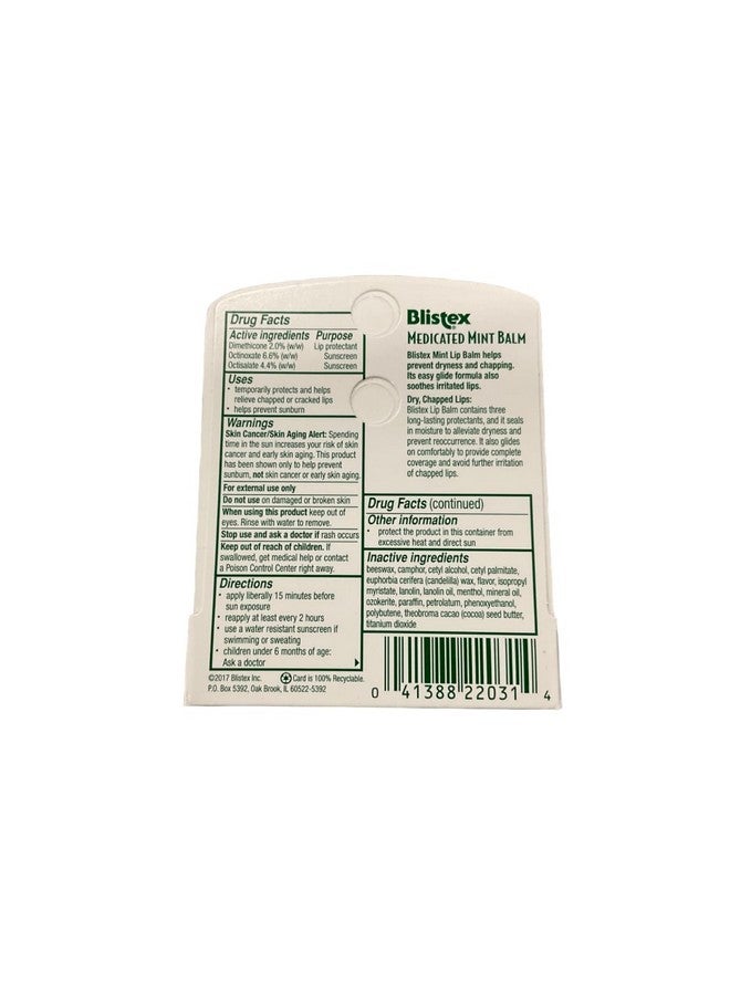 Medicated Mint Balm Spf 15 0.15 Oz (Pack Of 10)