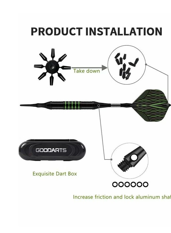 Darts Set,Professional Soft Tip Darts Set for Electronic Dartboard,Dart Suit with Steel Needle Darts,Plastic Tip Darts and Targets