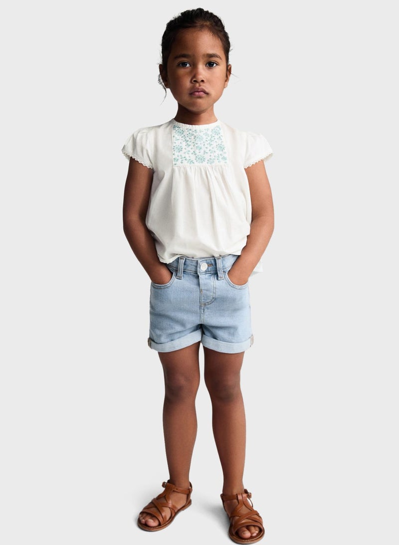 Kids Rolled-Up Hem Denim Shorts