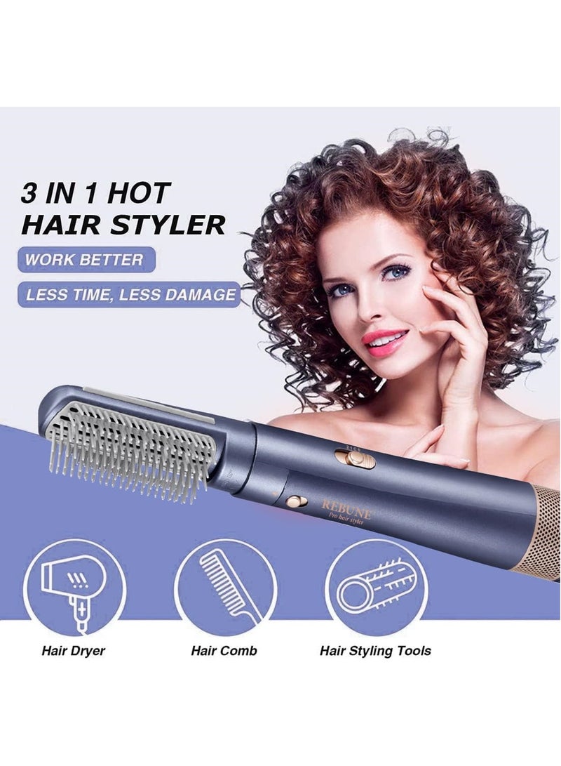 RE-2201-2 New Hair Styler 1200W Hair Dryer Brush 3 In 1 Hot Air Styler Straightening & Curling Fast Heating Hair Styler with 2 Brushes