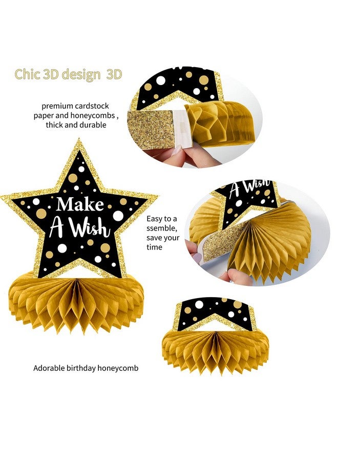 9 Pieces Black Gold Birthday Decorations Birthday Centerpieces For Tables Decorations Happy Birthday Honeycomb Table Topper Happy Birthday Decorations For Men And Woman Birthday Party Supplies