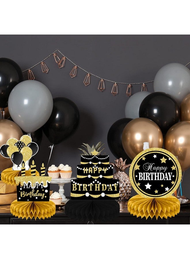 9 Pieces Black Gold Birthday Decorations Birthday Centerpieces For Tables Decorations Happy Birthday Honeycomb Table Topper Happy Birthday Decorations For Men And Woman Birthday Party Supplies