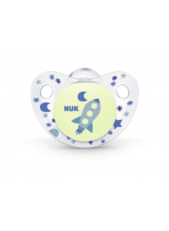 Cute-As-A-Button Glow-In-The-Dark Orthodontic Pacifiers, Boy, 0-6 Months, 2-Pack