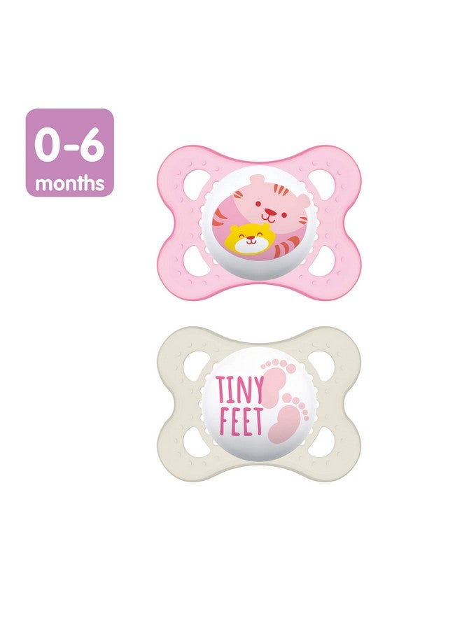 Baby Pacifier 0 6 Months Best For Breastfed Babies ‘Animal' Design Collection Girl Pack Of 3 2 Count