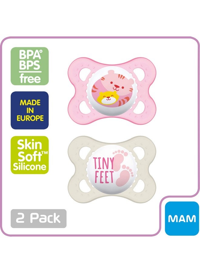 Baby Pacifier 0 6 Months Best For Breastfed Babies ‘Animal' Design Collection Girl Pack Of 3 2 Count