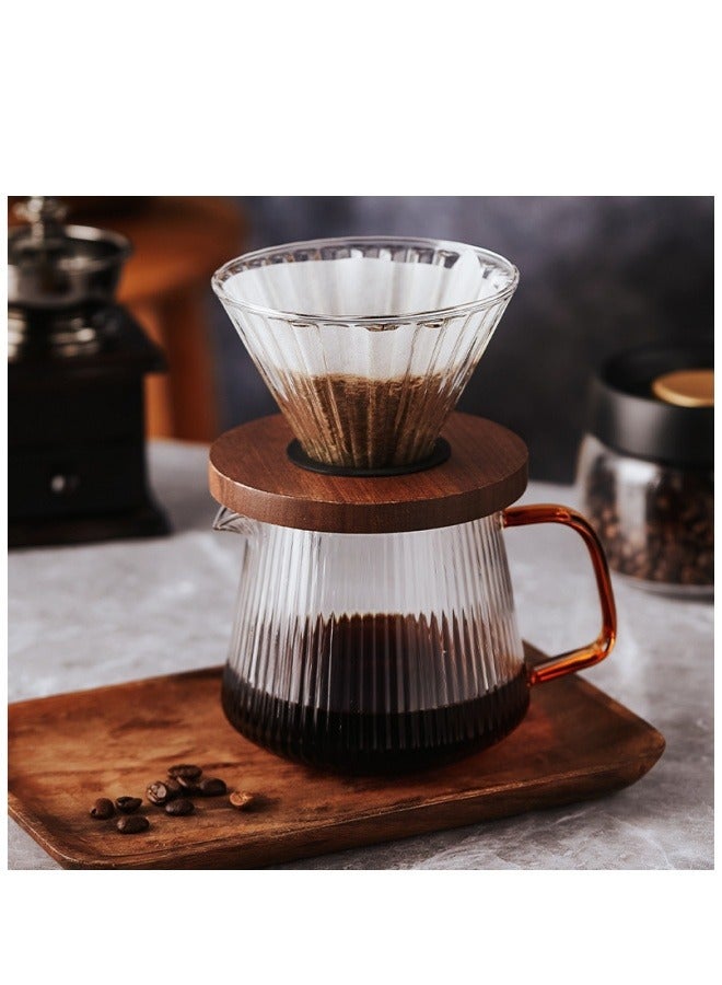 3-piece Heat-resistant Glass V60 Inverted Lid Coffee Machine Hand Brewed Coffee Sharing Pot With Coffee Paper Filter 500ML