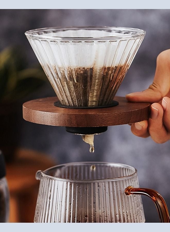 3-piece Heat-resistant Glass V60 Inverted Lid Coffee Machine Hand Brewed Coffee Sharing Pot With Coffee Paper Filter 500ML