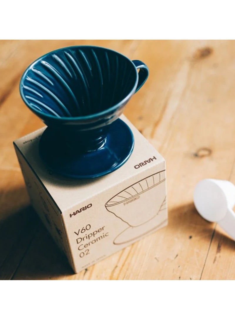 Ceramic V60 Coffee Dripper 02, Indigo Blue