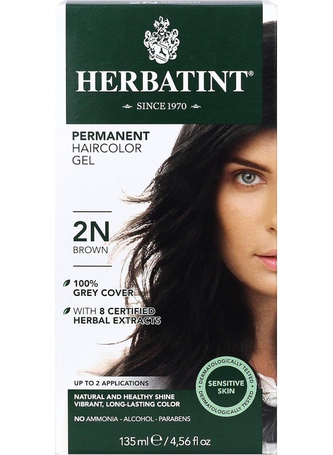 Permanent Hair Color Gel 135 Ml, 2N Brown, 4.56 Fl Oz (Pack Of 1)