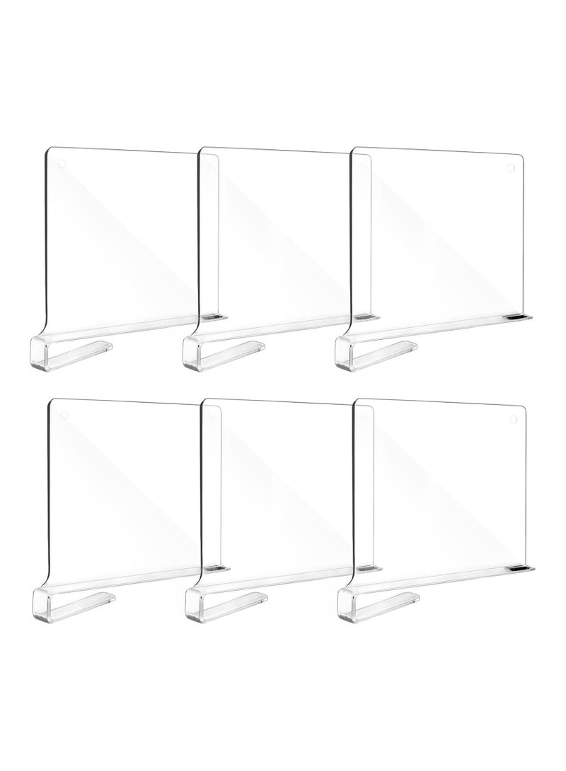 6pcs Clear Acrylic Shelf Dividers for Organization, Closet Shelf and Closet Separator for Bedroom, Kitchen, and Office Shelves