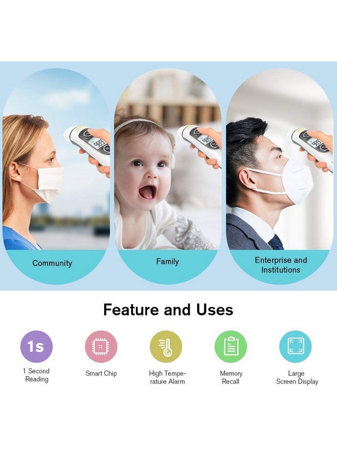 Thermometer For Adultstouchless Digital Infrared Thermometer For Fever Ear And Forehead Thermometer For Baby And Kids With Lcd Screen Memory Recall Fever Alarm (White)