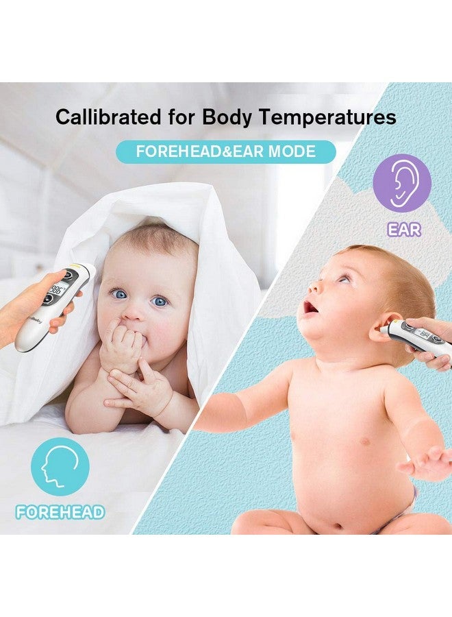 Thermometer For Adultstouchless Digital Infrared Thermometer For Fever Ear And Forehead Thermometer For Baby And Kids With Lcd Screen Memory Recall Fever Alarm (White)