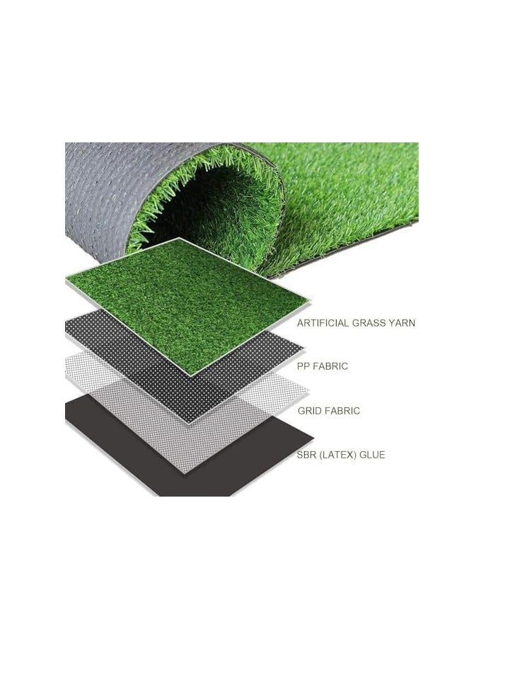 ECVV 26mm Artificial Grass Carpet Green, Artificial Grass Turf For Home Outdoor Front, Garden Decoration, Play Ground, Pool Area, Backyard, Patio, Balcony, |200cm*600cm|