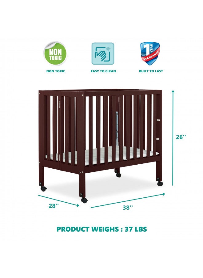 Jett Non-Full Size Folding Convertible Crib, Lightweight Portable Crib, Three Adjustable Mattress Height Settings, Easy To Fold Travel Crib, 1.5‚Mattress Pad Included