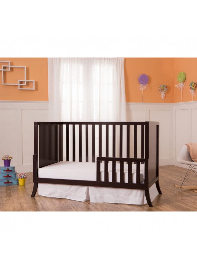 Convertible Crib Toddler Guard Rail In Chocolate, Converts Cribs To Toddler Beds, Solid Wood Construction