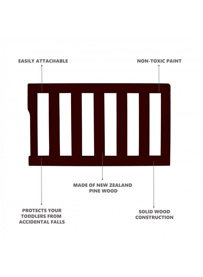 Convertible Crib Toddler Guard Rail In Chocolate, Converts Cribs To Toddler Beds, Solid Wood Construction