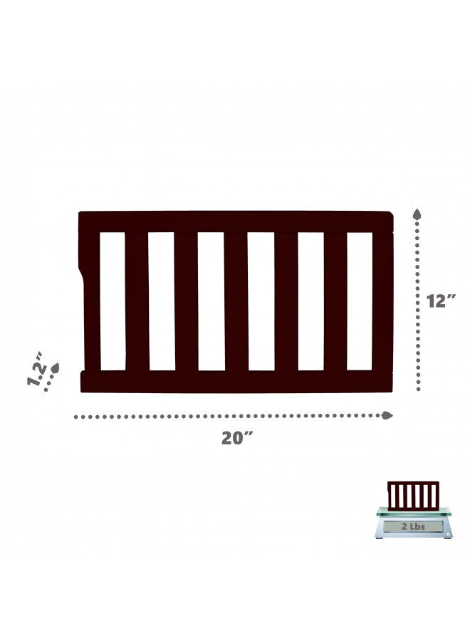 Convertible Crib Toddler Guard Rail In Chocolate, Converts Cribs To Toddler Beds, Solid Wood Construction