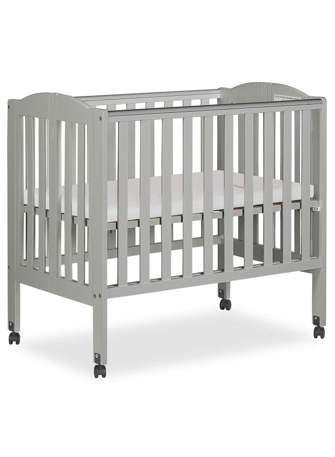 2 In 1 Folding Portable Crib In Cool Grey, Greenguard Gold Certified , 40X26X38 Inch (Pack Of 1)