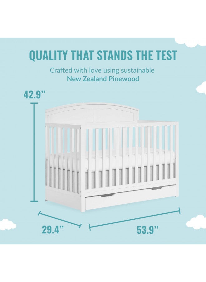 Storybrooke 5 In 1 Convertible Crib With Under Drawer