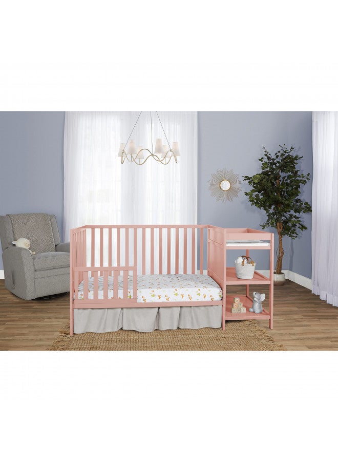 Convertible Crib Toddler Guard Rail In Dusty Pink, Converts Cribs To Toddler Beds, Solid Wood Construction