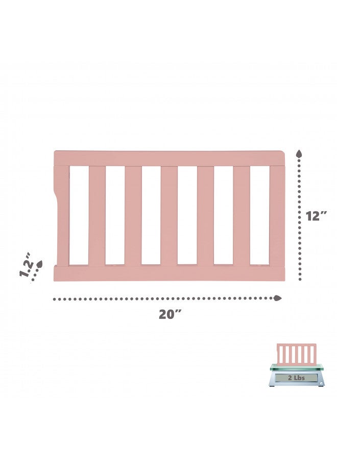 Convertible Crib Toddler Guard Rail In Dusty Pink, Converts Cribs To Toddler Beds, Solid Wood Construction