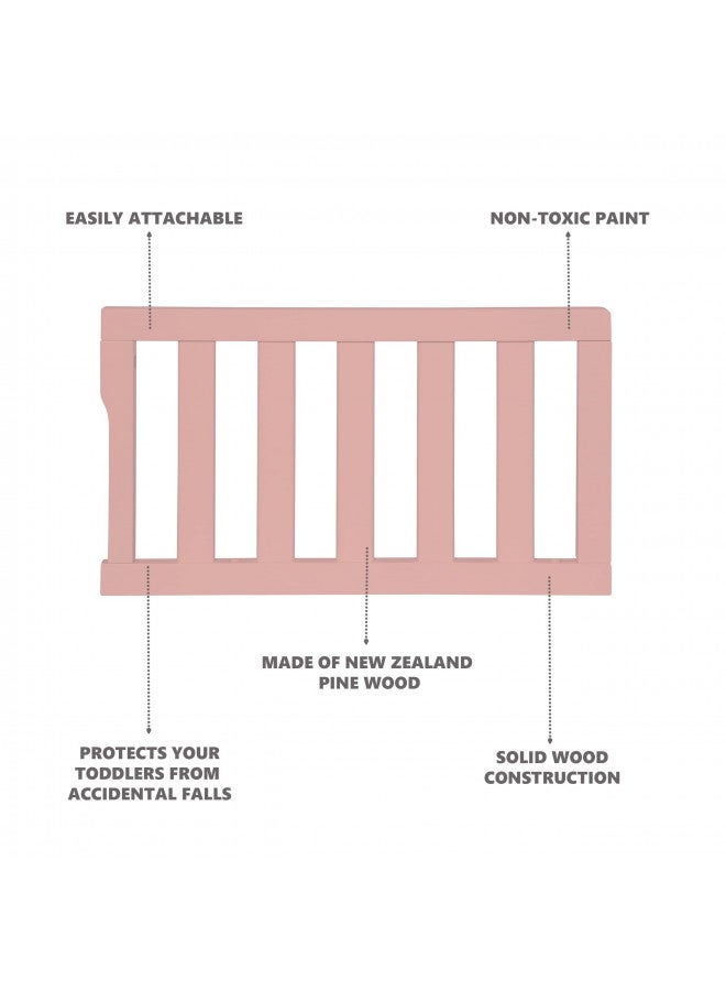 Convertible Crib Toddler Guard Rail In Dusty Pink, Converts Cribs To Toddler Beds, Solid Wood Construction