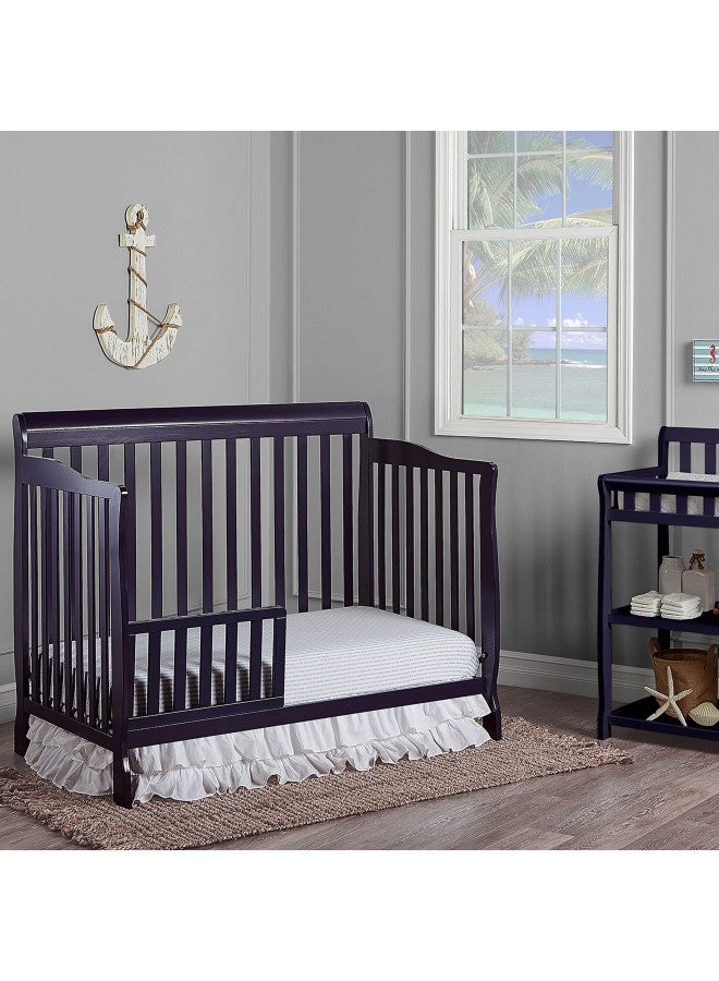 Convertible Crib Toddler Guard Rail In Navy, Converts Cribs To Toddler Beds, Solid Wood Construction