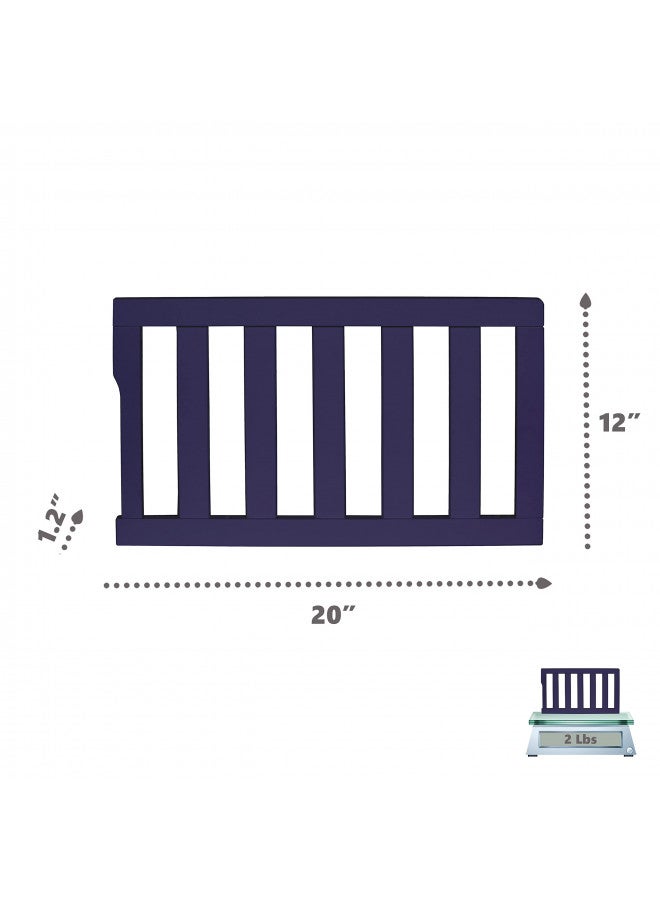 Convertible Crib Toddler Guard Rail In Navy, Converts Cribs To Toddler Beds, Solid Wood Construction