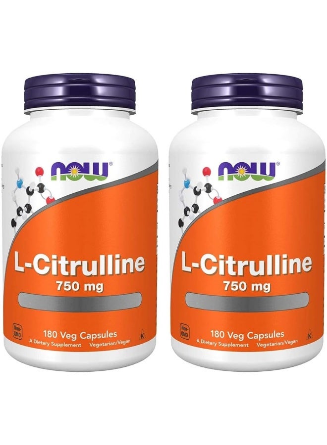 Now Foods L-Citrulline 750 Mg 180 Capsules (Pack Of 2)