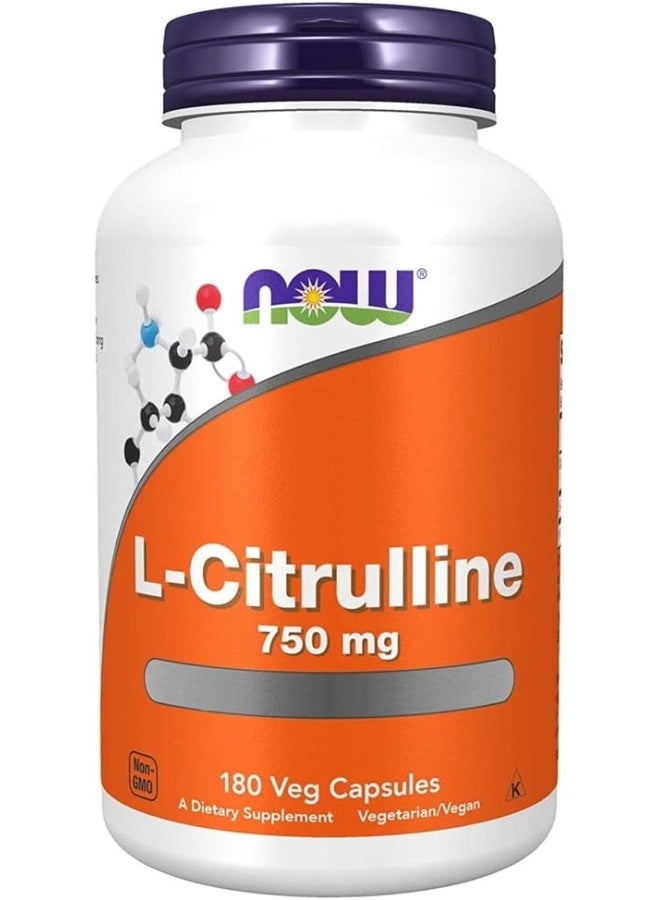 Now Foods L-Citrulline 750 Mg 180 Capsules (Pack Of 2)